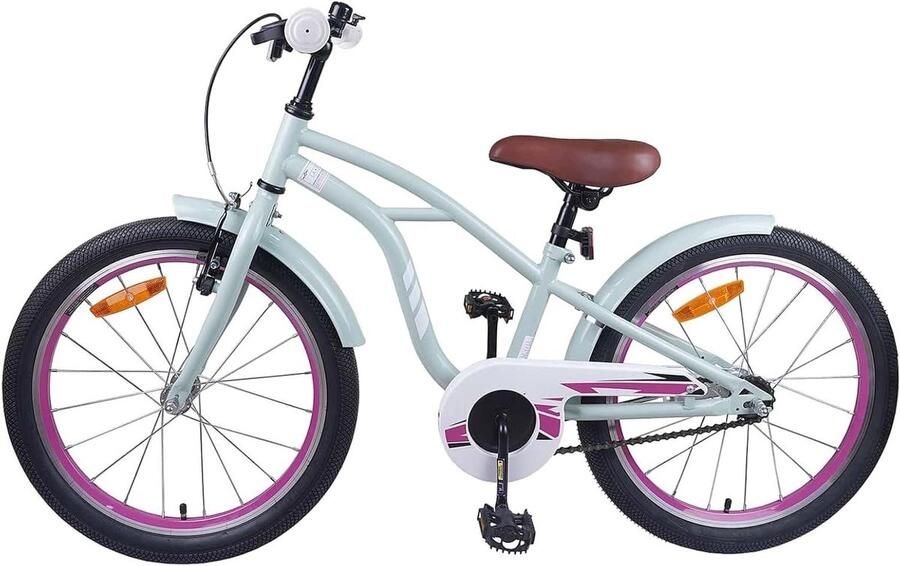 Kinderfiets 18 Inch Klassieke fiets Avontuurlijk fietsen Verstelbaar stuur en zadel 18 Inch Lichtgroen
