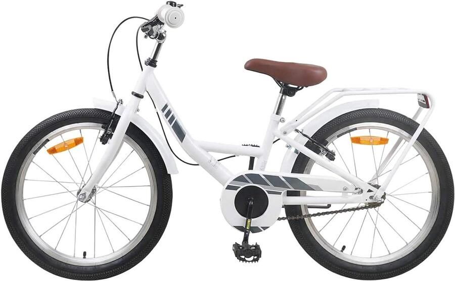 Kinderfiets 18 Inch Klassieke Fiets Buiten Fietsen Verstelbare Handvatten 115-125 cm Hoogte Wit