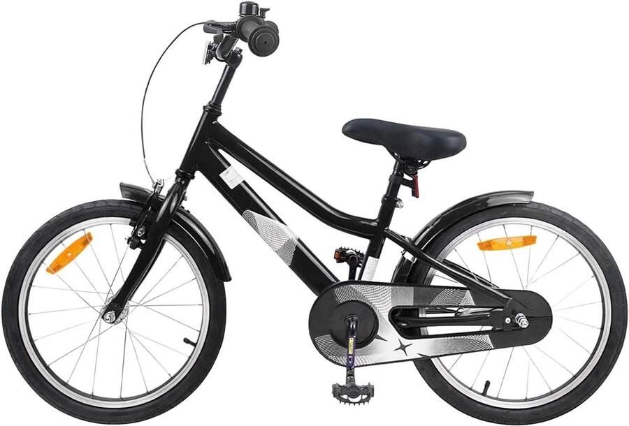 Kinderfiets 18 Inch Klassieke Fiets Buitenavontuur Stevig Stalen Frame 123cm Lengte Zwart