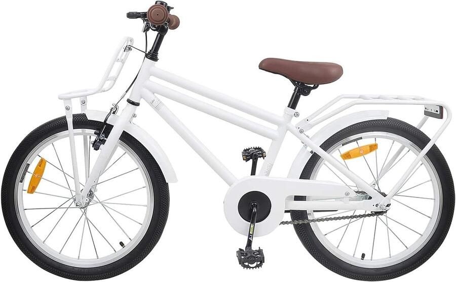 Kinderfiets 18 Inch Klassieke Fiets Jongerenfiets Buiten Fietsen Stevig Stalen Frame 18 Inch Wit