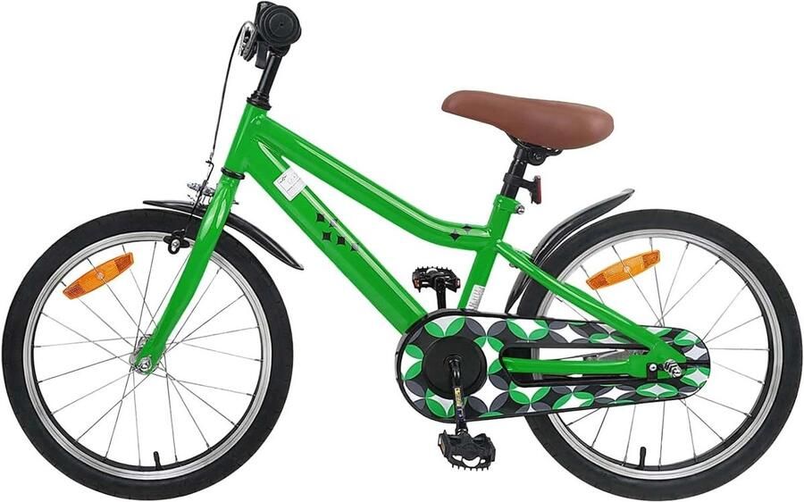 Kinderfiets 18 inch Klassieke fiets Leren fietsen Verstelbaar stuur zadel 18 inch Groen