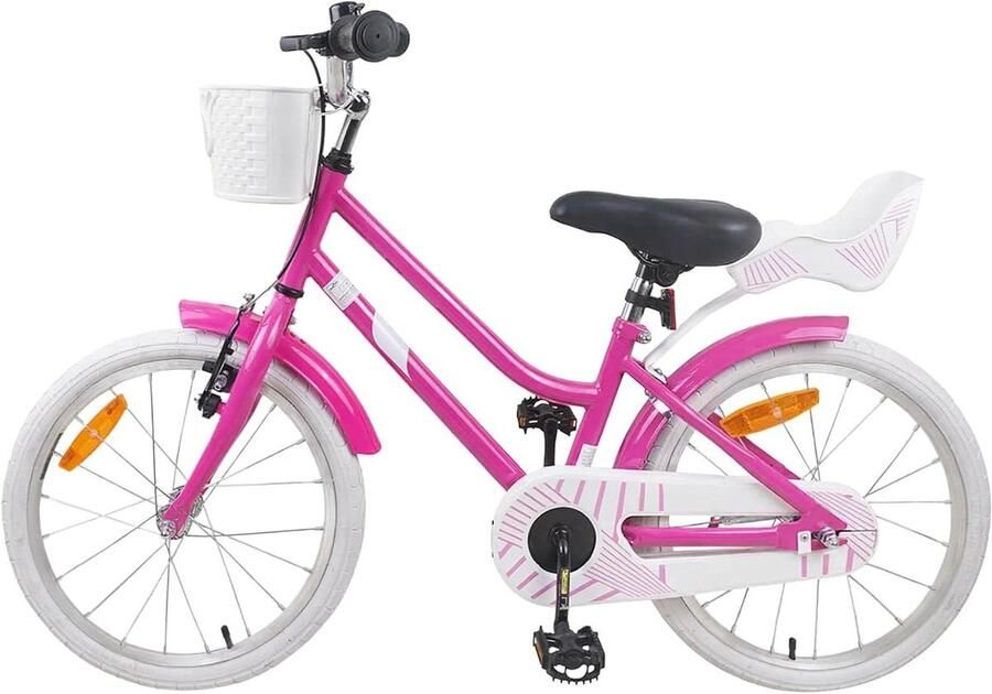 Kinderfiets 18 Inch Klassieke Fiets Veilig Leren Stalen Frame 5-7 Jaar Donkerroze