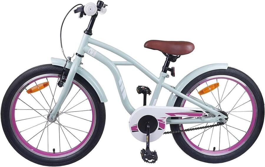 Kinderfiets 18 Inch Klassieke Jeugdfiets Avontuurlijk Fietsen Verstelbaar Stuur Zadel 18 Inch Wielen Lichtgroen