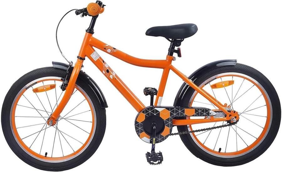 Kinderfiets 18 Inch Klassieke Peuterfiets Avontuurlijke Rit Verstelbaar Stuur Zadel 123 x 51 x 78cm Oranje
