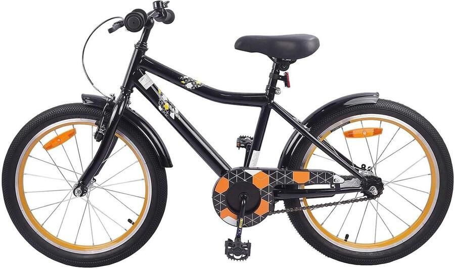 Kinderfiets 18 Inch Klassieke Peuterfiets Avontuurlijke Rit Verstelbaar Stuur Zadel 18 Inch Wielmaat Zwart