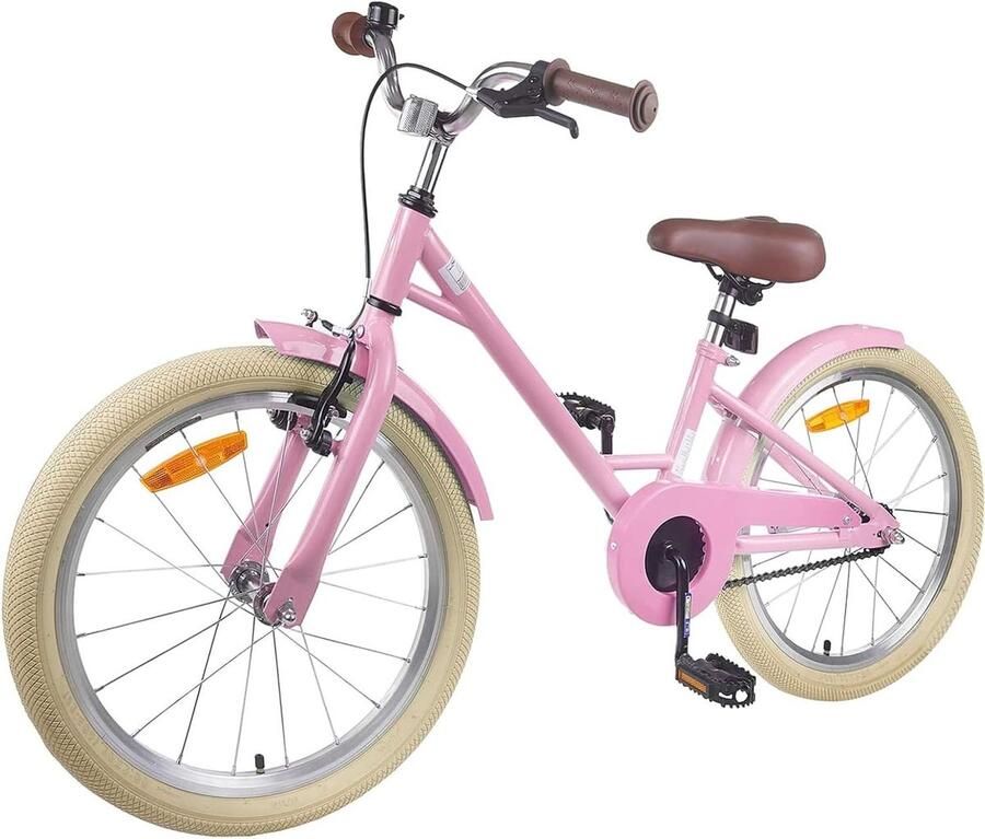 Kinderfiets 18 inch Loopfiets Fietstraining Stabiele stalen frame 115-125 cm Lichtroze