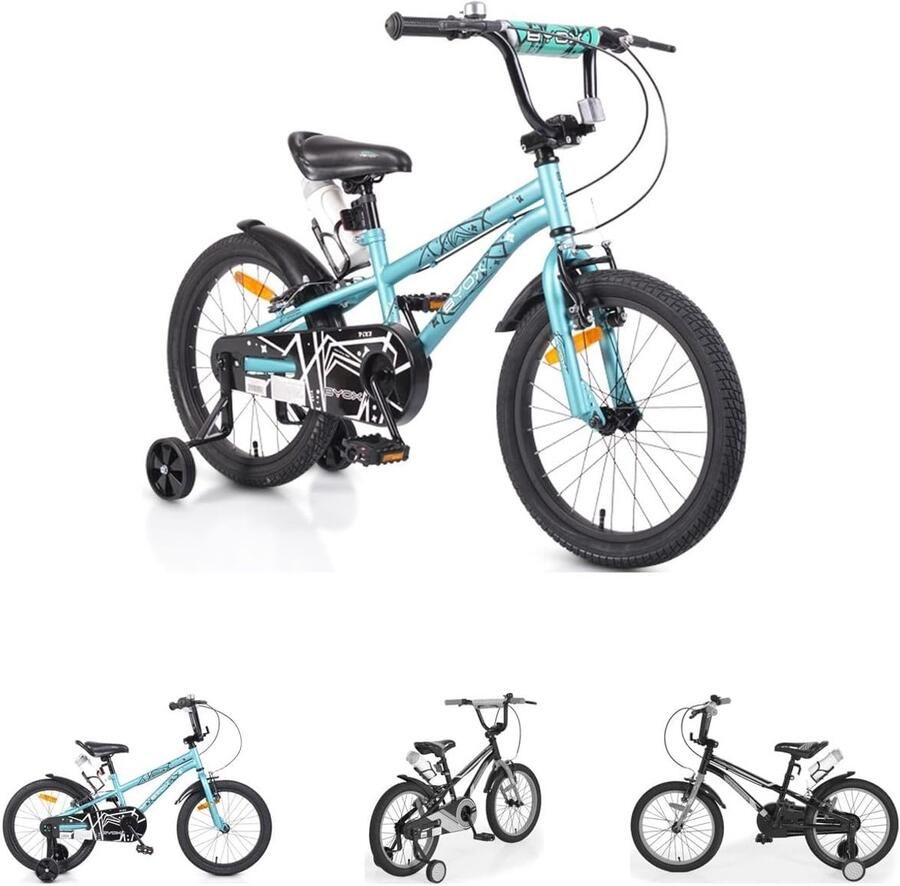 Kinderfiets 18 inch Meisjesfiets Leren Fietsen Inclusief Steunwielen 18 inch Turquoise