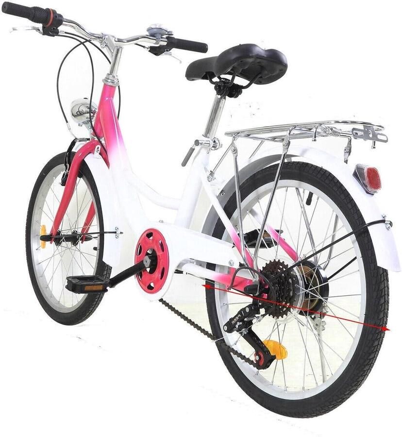 Kinderfiets 20 inch Driewieler Meisjes Leren Fietsen 6 Versnellingen 145-165 cm Hoogte Roze