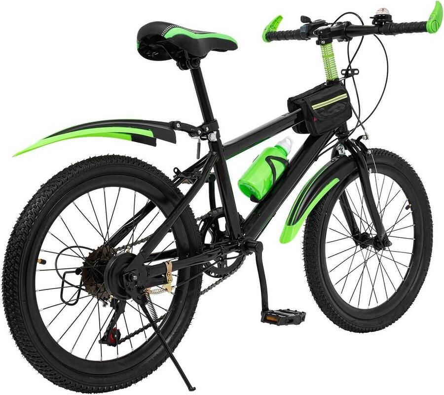 Kinderfiets 20 Inch Fiets Buiten Fietsen 7 Versnellingen Dubbele Rem 85 kg Draagkracht Groen