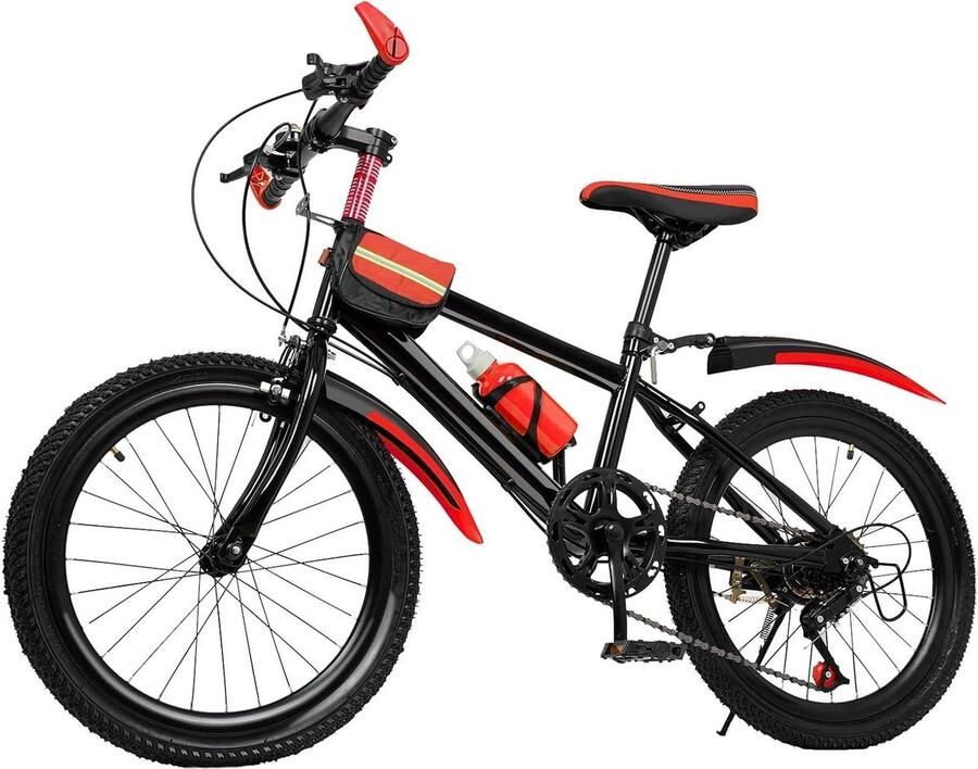 Kinderfiets 20 inch sfiets sfiets Avontuurlijk Fietsen 7 Versnellingen Schijfrem 130-150 cm Zwart Rood