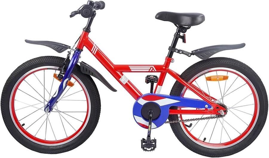 Kinderfiets 20 inch sfiets sfiets Stadsverkeer Buitenritten Verstelbaar Zadel Stuur Stalen Frame Rood