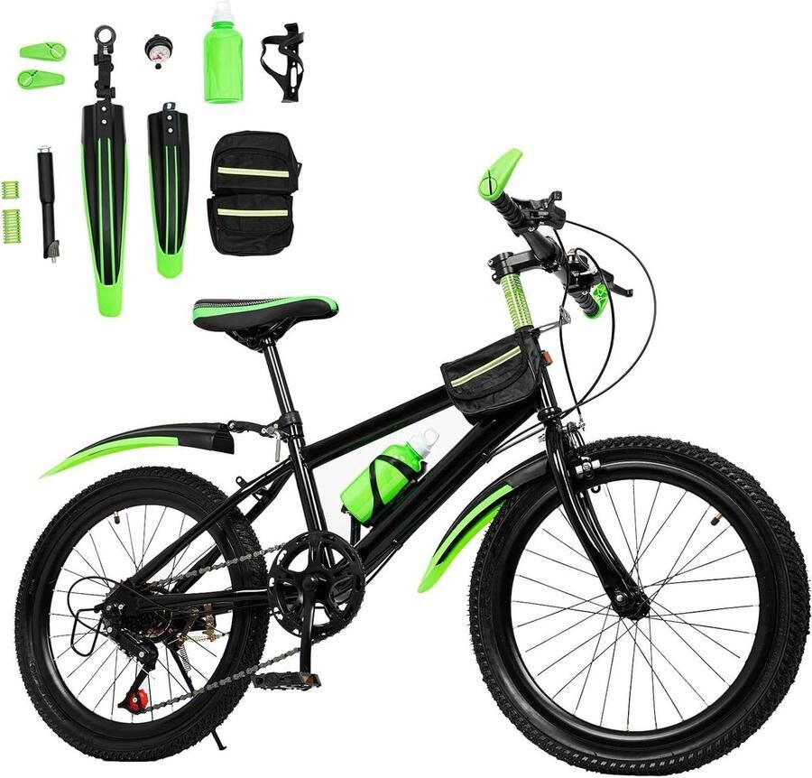 Kinderfiets 20 Inch Jongensfiets Mountainbike Buiten Fietsen Hoge Draagcapaciteit 20 Inch Groen