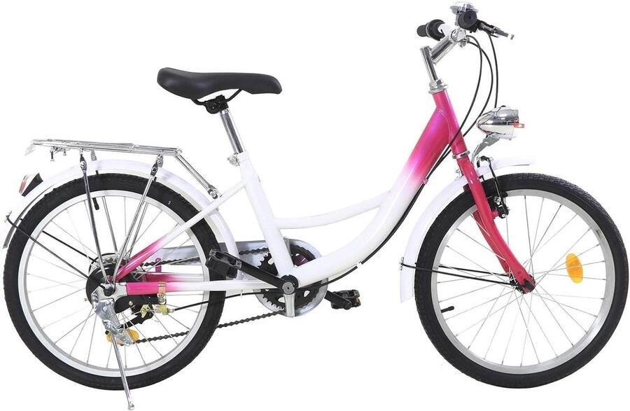 Kinderfiets 20 inch sfiets sfiets Stadsverkenning 6 Versnellingen 145-165 cm Roze Wit