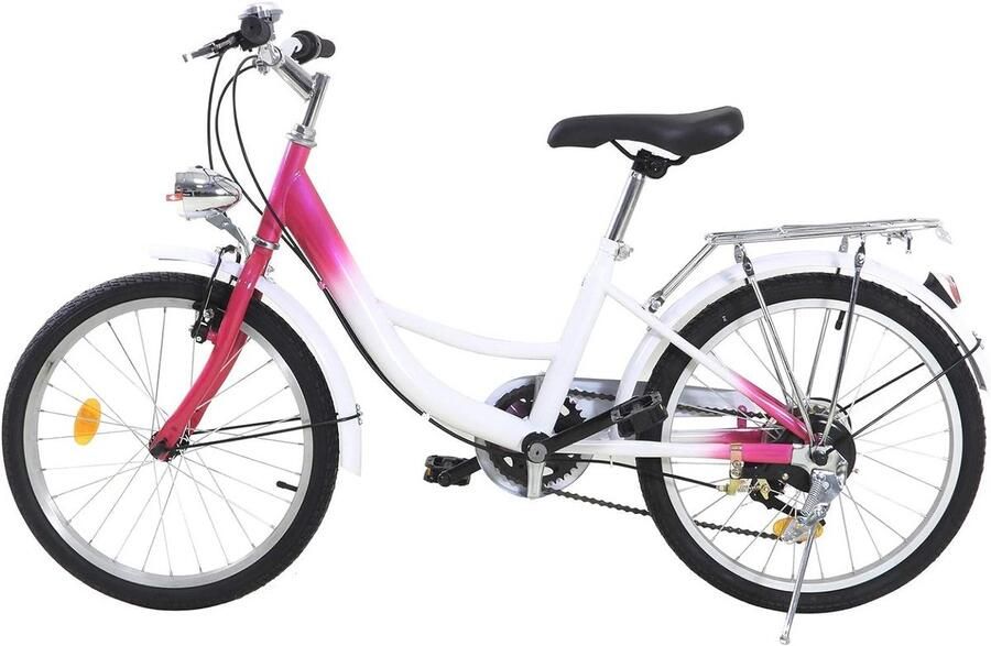 Kinderfiets 20 inch met 6 Versnellingen en Fiets Roze Wit - Foto 1