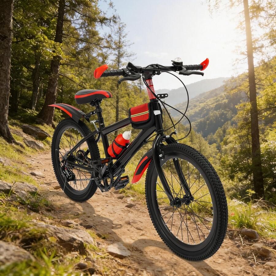 Kinderfiets 20 Inch Mountainbike 7 Versnellingen Staal Frame Groen Voor Kinderen MTB Fiets