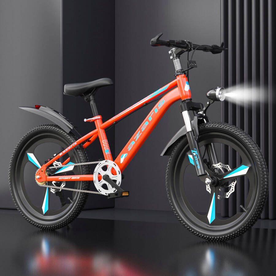 KINDERFIETS 20 INCH SCHIJVEN ZIJWIELEN SCHOKBREKER DERAILLEUR