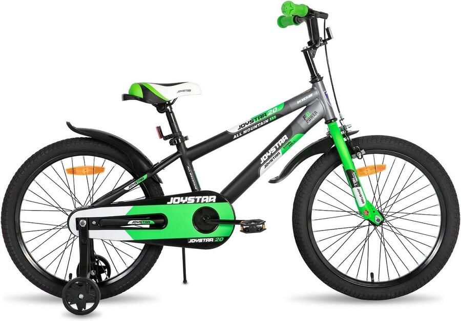 Kinderfiets 20 inch voor en (8-11 jaar) met Zijwieltjes en Standaard Groen