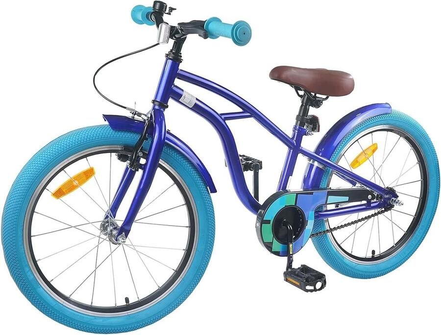 Kinderfiets 22 inch fiets Dagelijks gebruik Stabiele stalen constructie 7-12 jaar Donkerblauw
