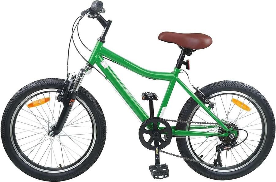 Kinderfiets 24 Inch Jeugdfiets Buiten Spelen Verstelbaar Zadel 6-Speed Groen