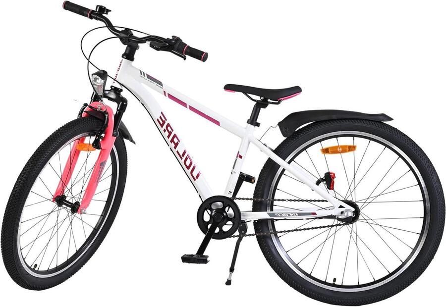 Kinderfiets 24 inch Meisjesfiets Avontuurfiets Eerste Fietsavonturen Shimano 3 Versnellingen 24 Inch Wit Roze
