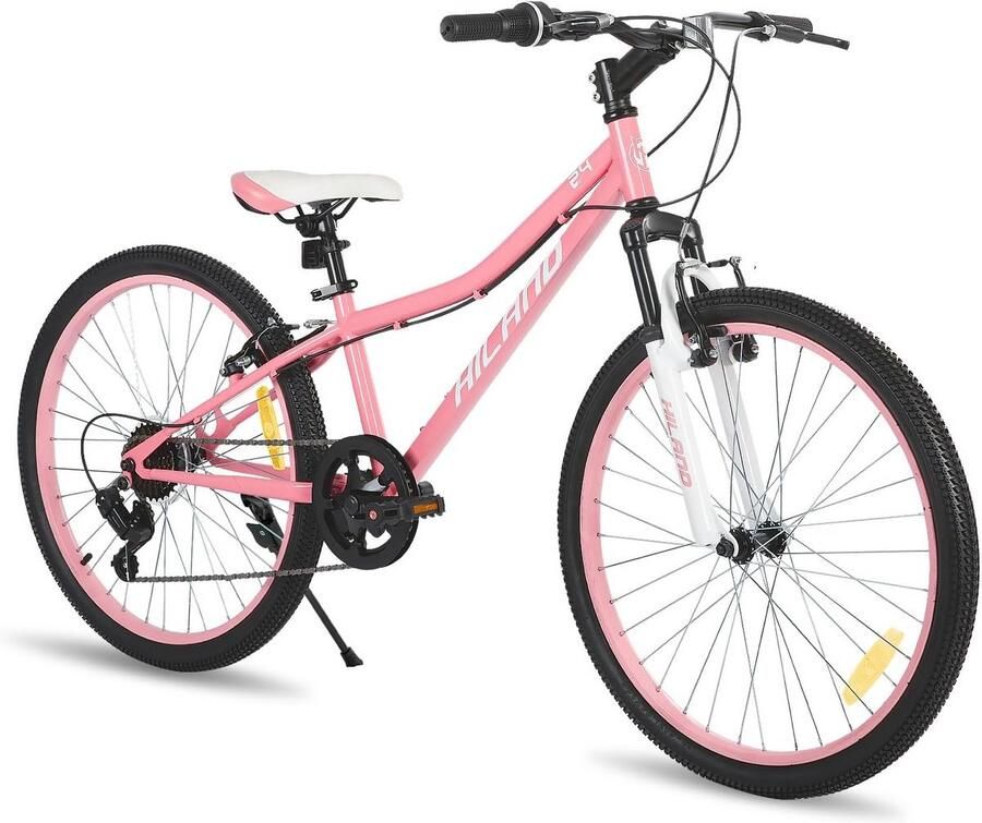 Kinderfiets 24 inch met 7 versnellingen en V-rem Jeugd Mountainbike met verende vork