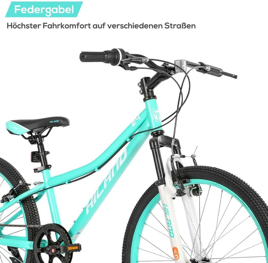 Kinderfiets Mountainbike Jeugdfiets MTB Buiten Fietsen Verende Voorvork 24 inch Mint Groen