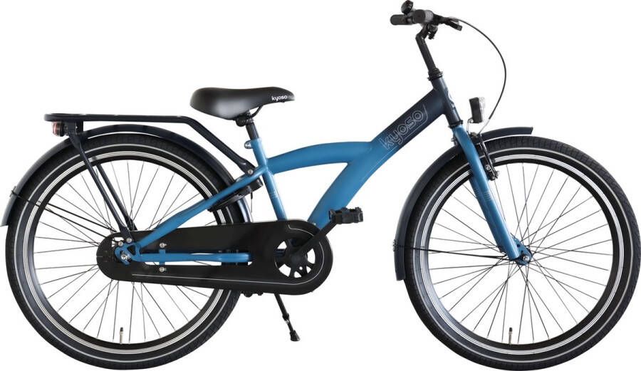 Kinderfiets 24 Kyoso X-Rider met remnaaf donkerblauw aqua