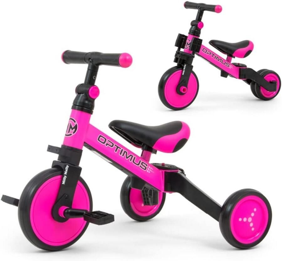 Kinderfiets 3-in-1 Driewieler loopfiets Leren fietsen Zadelhoogte verstelbaar 58 x 45 x 475 cm Roze