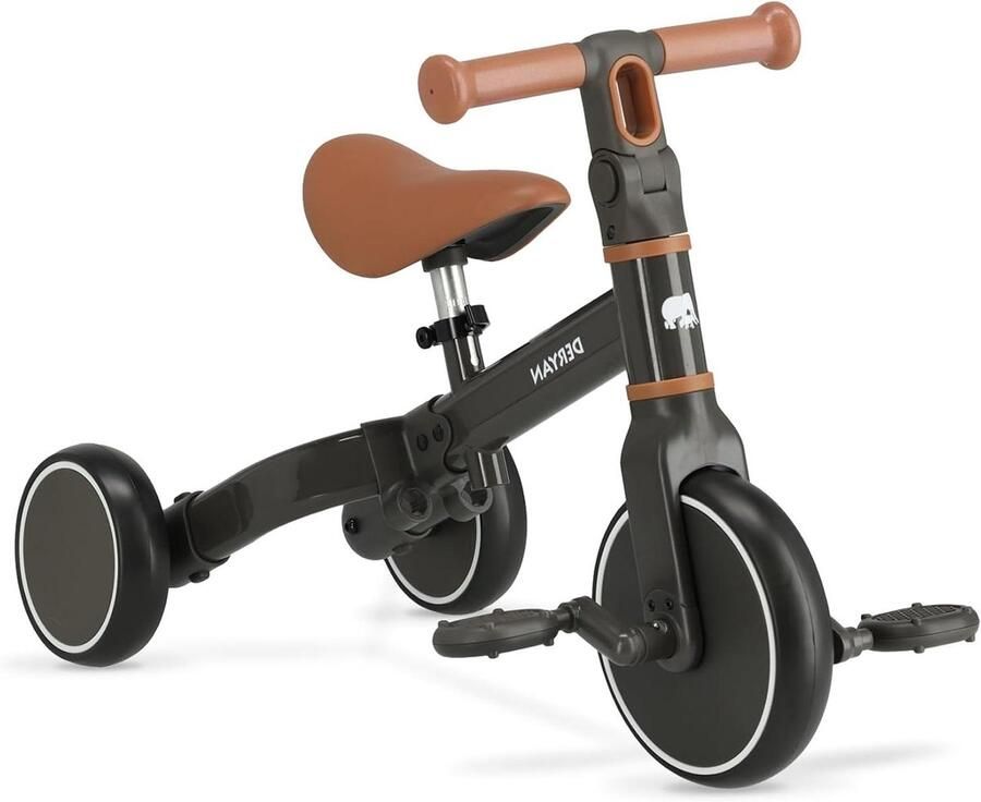 Kinderfiets 3-in-1 Loopfiets driewieler Leren fietsen Verstelbaar stuur zadel Tot 25 kg Zwart