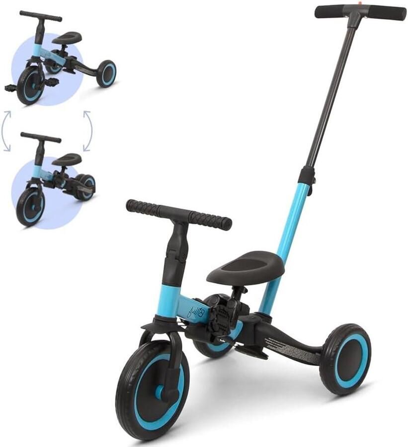 Kinderfiets 4-in-1 Loopfiets Driewieler Kind Ontwikkeling Groeit Mee Met Kind 64 cm Lengte Grijs Blauw