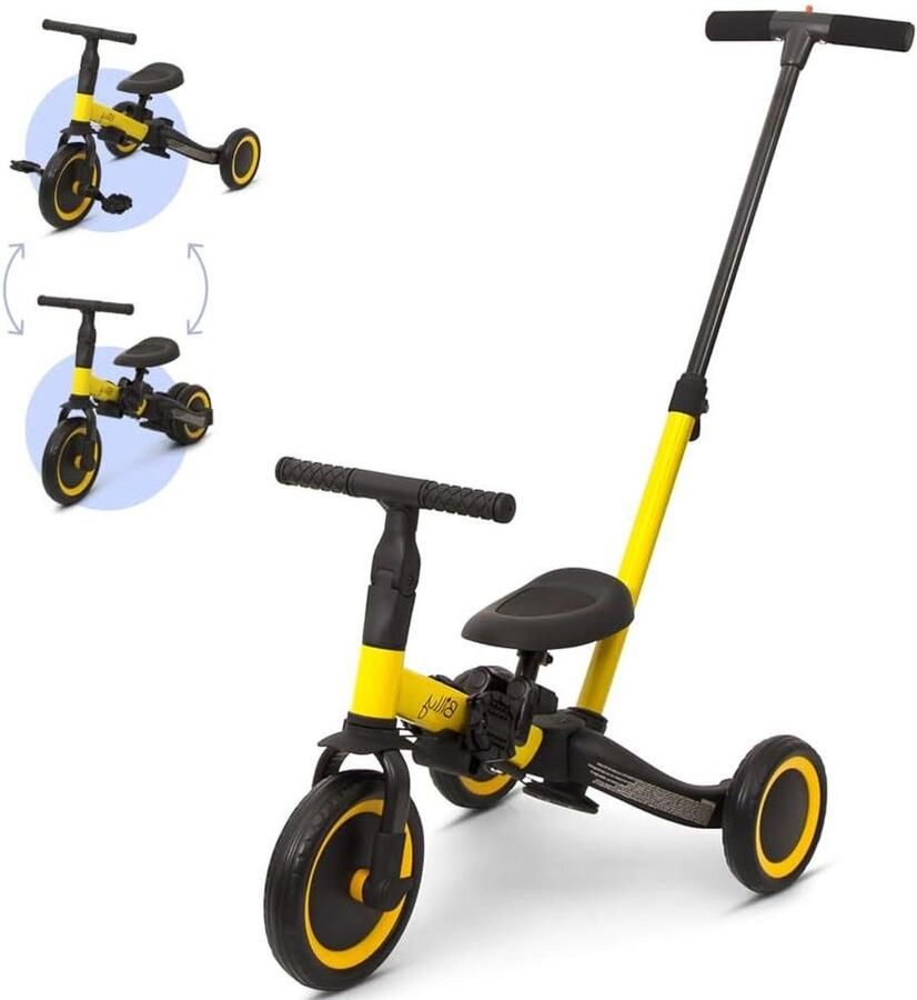 Kinderfiets 4-in-1 Loopfiets Driewieler Meegroeien met Kind Verstelbare Onderdelen 64 x 44 x 51 cm Geel