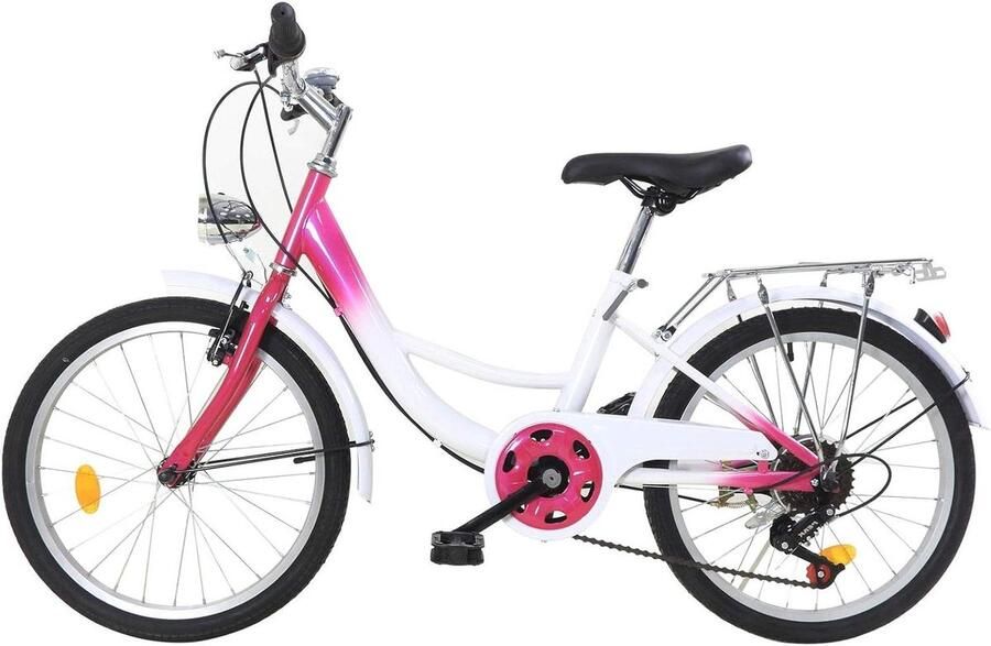 Kinderfiets 6 versnellingen sfiets sfiets Buiten Fietsen Lichtgewicht Koolstofstaal Frame 20 inch Roze Wit