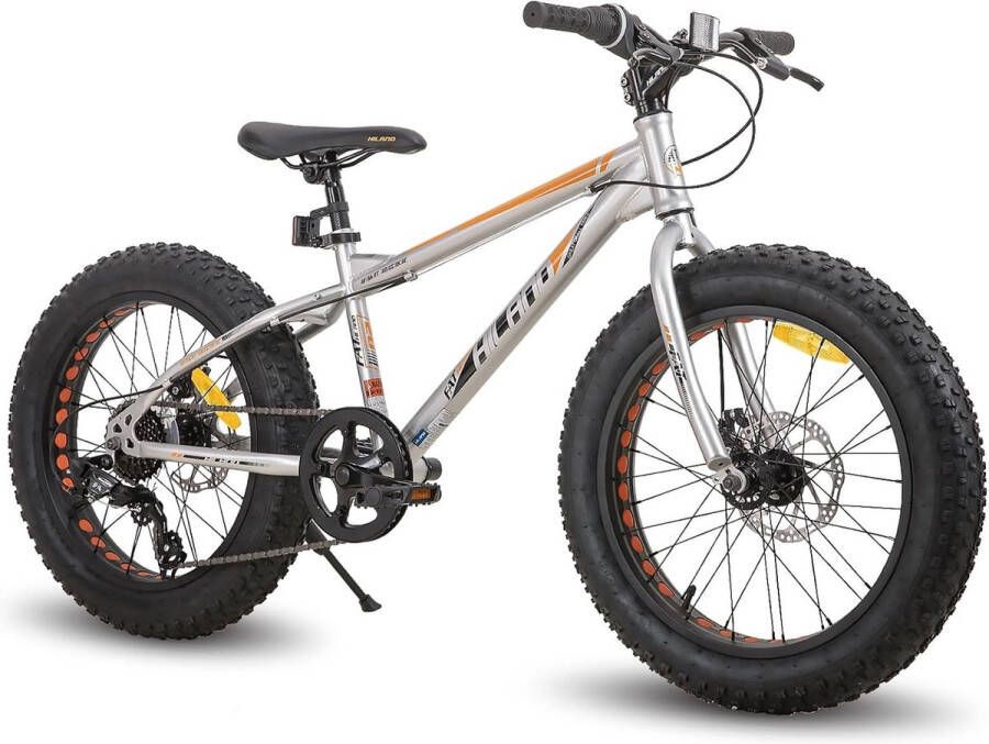 Kinderfiets 7 versnellingen dubbele schijfrem 20 inch kindermountainbike voor en zilver