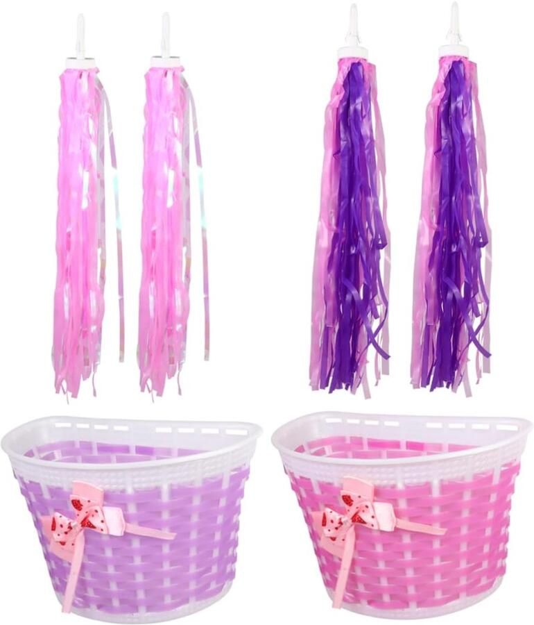 Kinderfiets Accessoires Fietsdecoratie Set Fiets Versieren Duurzaam Plastic Materiaal 20 Centimeter Paars Roze