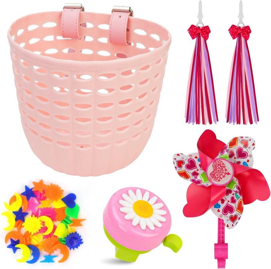 Kinderfiets Accessoires Fietsdecoratie Set Fietsplezier Verhogen Compleet Decoratie Pakket 3 kg capaciteit Roze