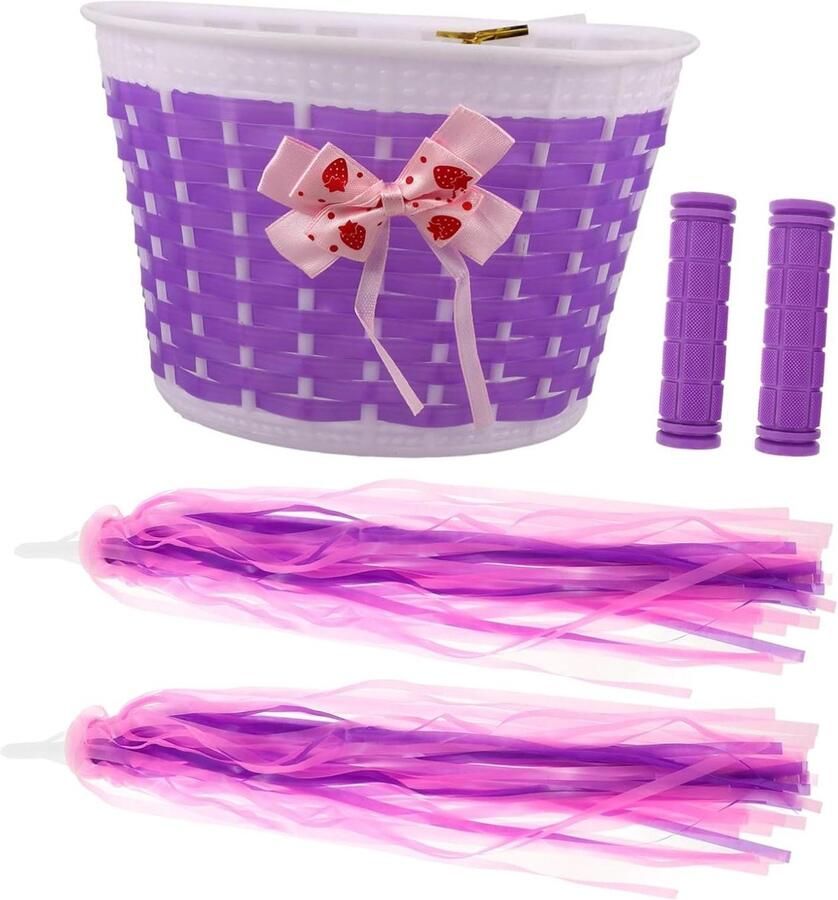 Kinderfiets Accessoires Mandje Streamers Fiets Versieren Eenvoudig te Installeren 20 cm Lengte Paars