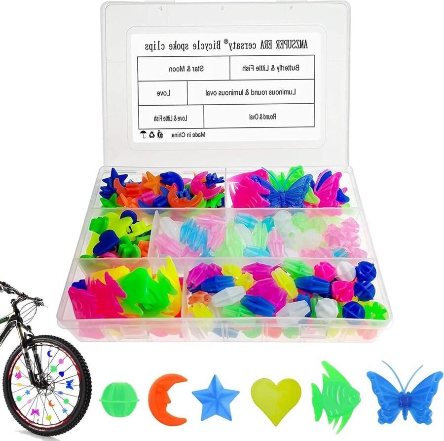 Kinderfiets accessoires set 277 stuks spaakclips fiets spaakklikker decoraties 9 vor kunststof fiets decoratie fietsaccessoires