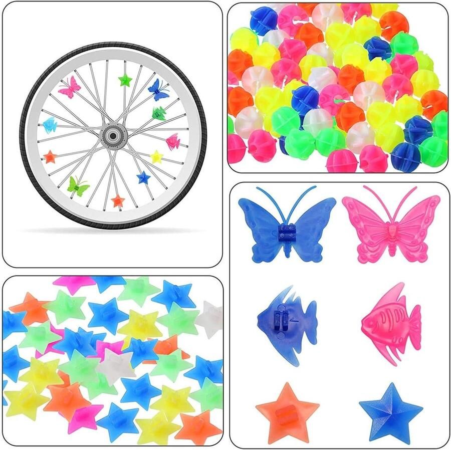 Kinderfiets Accessoires Set 277 stuks Spaakclips Spaakklikker Kunststof Clip Decoraties en Fiets 9 Vor