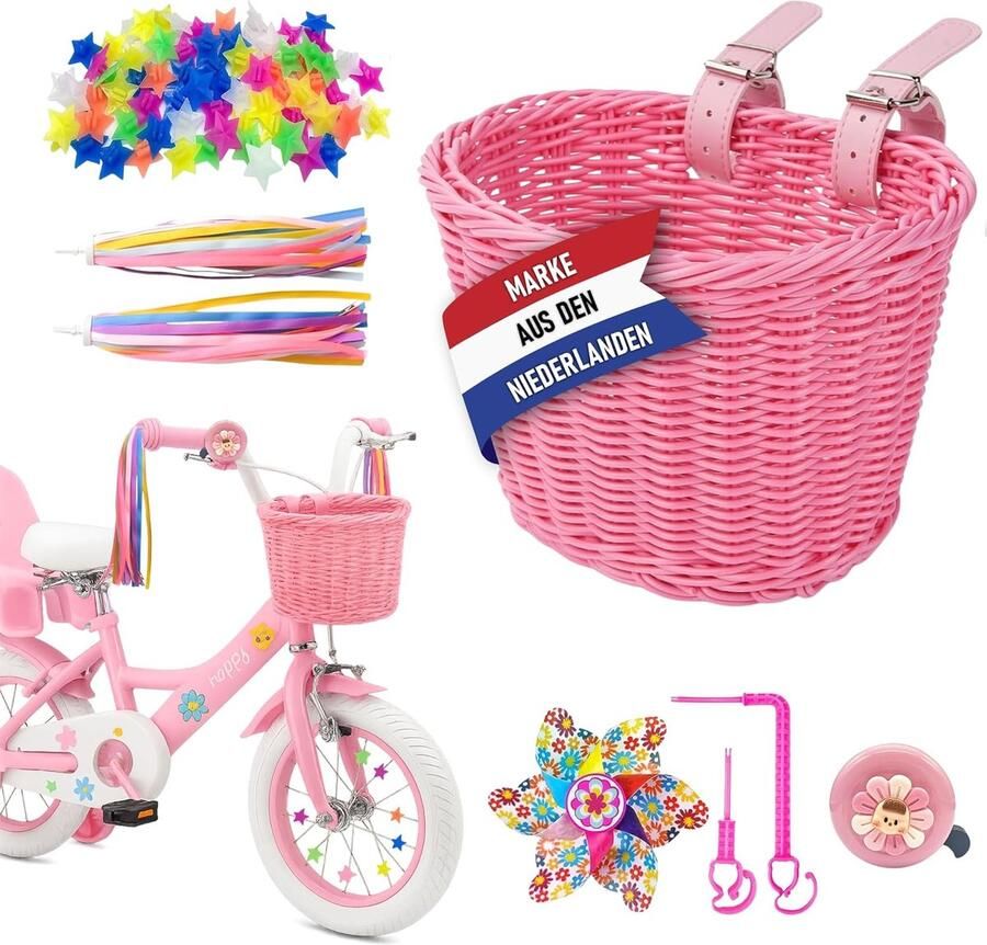 Kinderfiets Accessoires Set Fiets Decoratie Fiets Opvrolijken Compleet 5-Delig M Roze