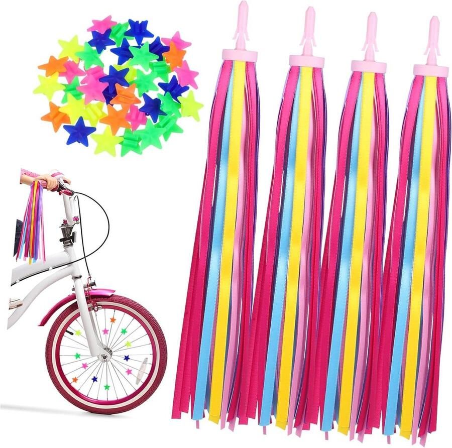 Kinderfiets Accessoires Set Fiets Decoratie Set Fiets Personaliseren Felle Regenboogkleuren 28 cm Multicolor