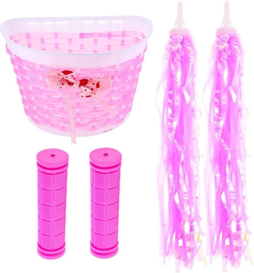 Kinderfiets Accessoires Set Fietsdecoratie Kinderen Fiets Opvrolijken Kleurrijk en Decoratief 21X13X12CM Roze