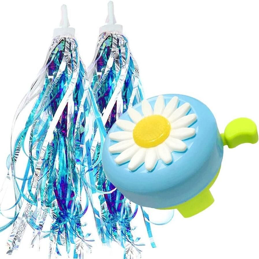 Kinderfiets Accessoires Set Fietsdecoratie Kinderen Fiets Versieren Bellen Streamers Pinwheel 1 Bel 2 Streamers Blauw Groen
