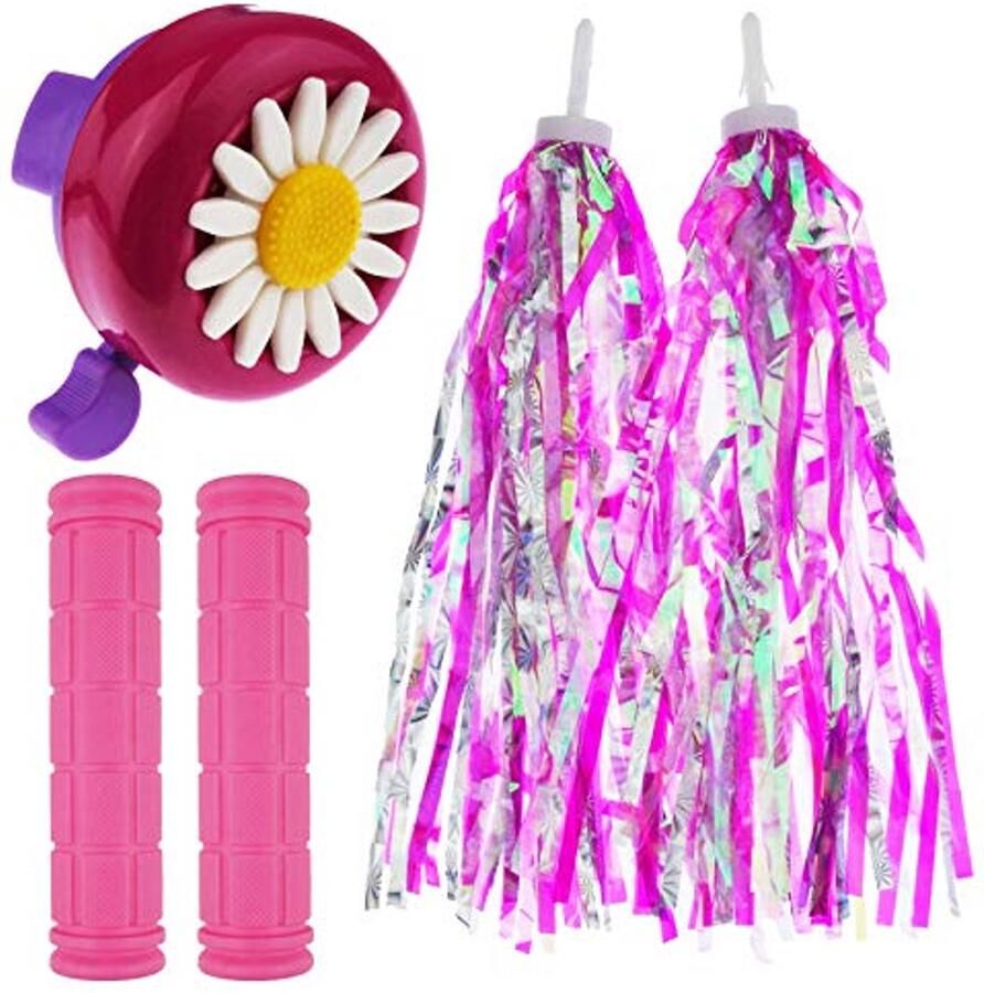 Kinderfiets Accessoires Set Fietsdecoratie Set Fiets Versieren Compleet Pakket 28 cm Streamers Roze