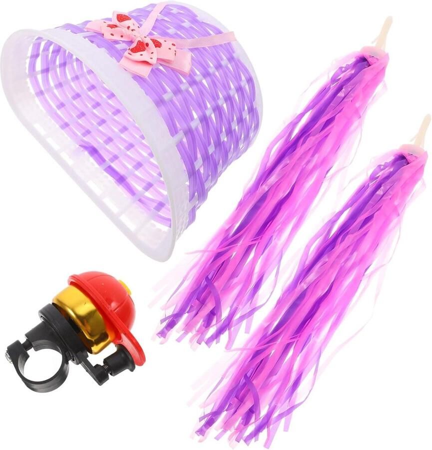 Kinderfiets Accessoires Set Fietsmandje Bel Stuurlint Fiets Versieren Universele Pasvorm 22x13x11 CM Gemengde Kleur