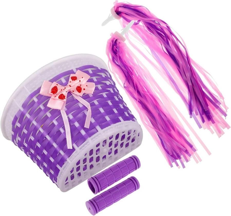Kinderfiets Accessoires Stuurmandje Streamers Fiets Versieren Eenvoudige Installatie 20 x 13.3 x 13 cm Paars