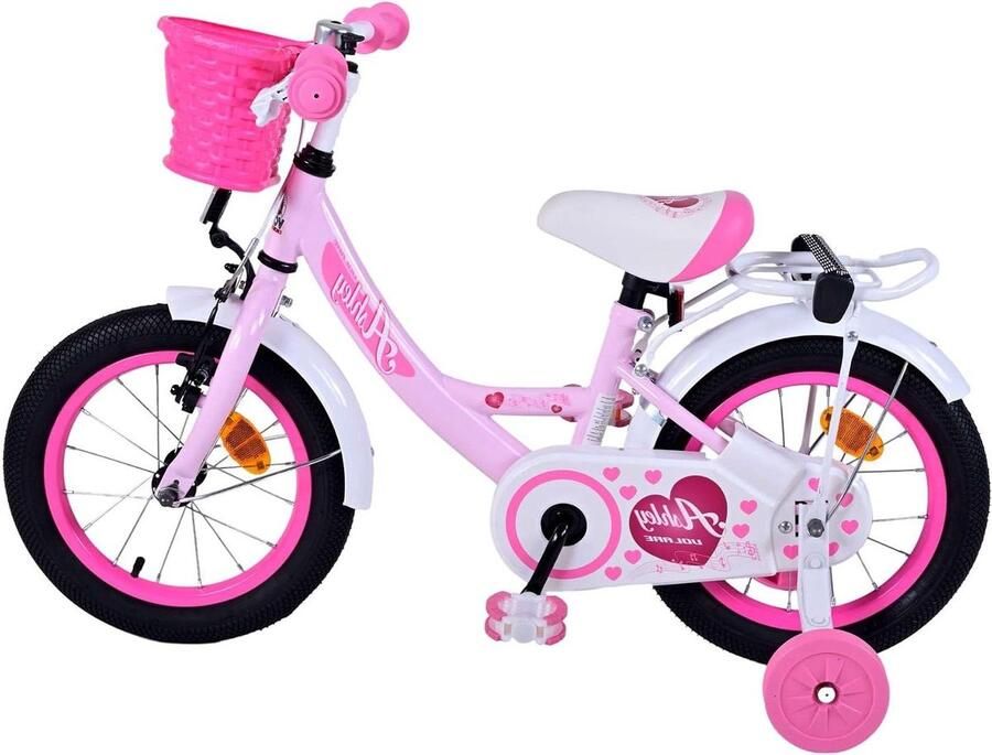 Kinderfiets Ashley Meisjesfiets Leren Fietsen Gesloten Kettingkast 14 inch Roze
