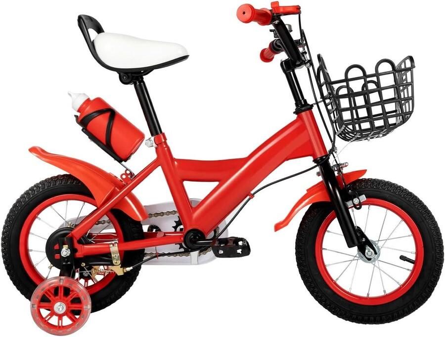 Kinderfiets Balansfiets Loopfiets met wielen Leren fietsen In hoogte verstelbaar 12 inch Rood