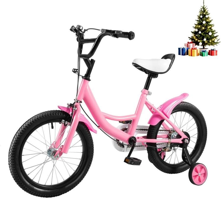 Kinderfiets Beginnersfiets Leren Fietsen Met Steunwielen 16 Inch Roze