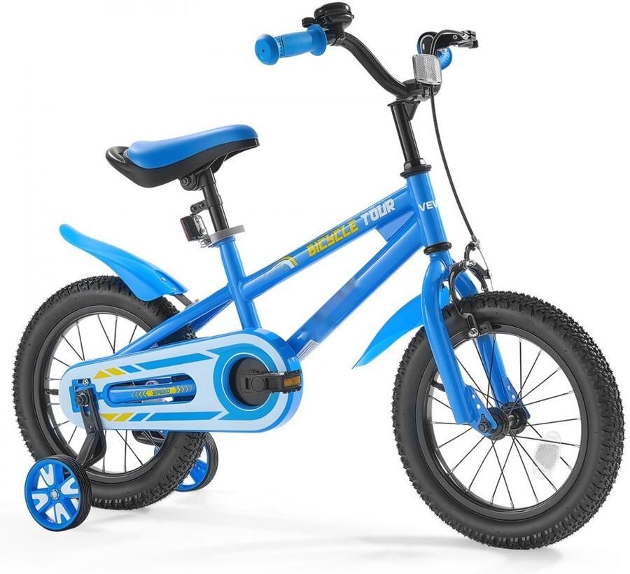 Kinderfiets BMX-fiets Wielmaat 36 cm Met Zijwieltjes Leeftijd 4-8 Jaar Lichaamslengte 95-116 cm Voor en Blauw