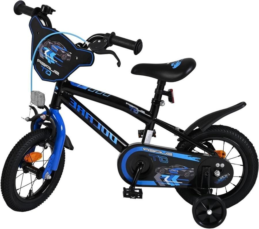 Kinderfiets Cruiser Loopfiets Leren Fietsen Hand- en Terugtraprem 12 inch Zwart